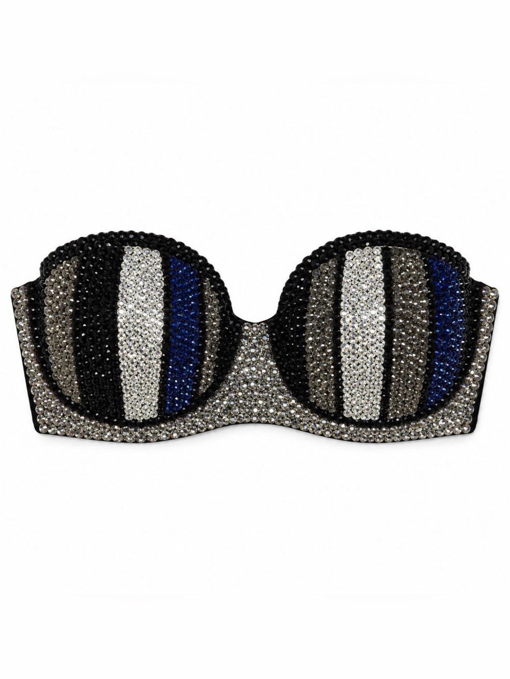 38C Black Pinstripes Crystal Glam Fancy Bling Wireless Bra Top New
